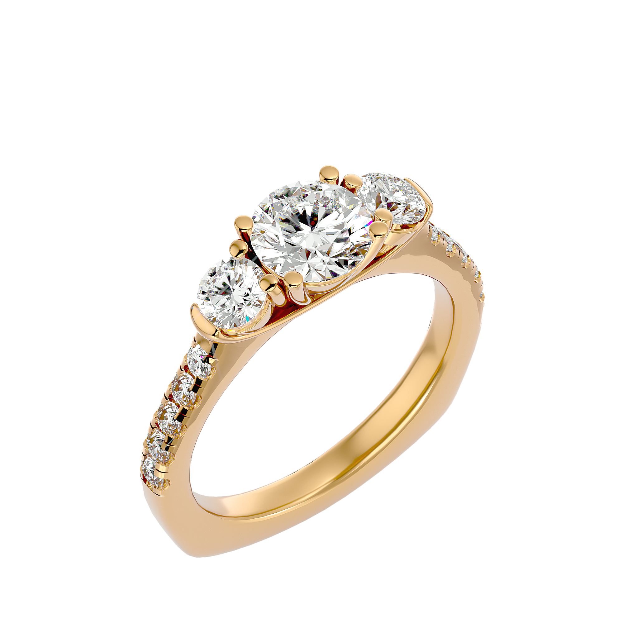 River Three Stone Ring